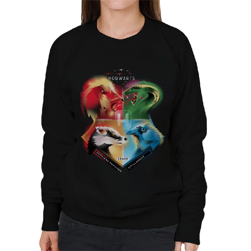 Harry Potter Animals Of Each Hogwarts House Women's Sweatshirt Hoodie with Sequins Glamorous Eye-catching