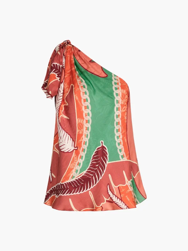 Myanmar Jacquard Blouse | Coral Boho Printed Blouse