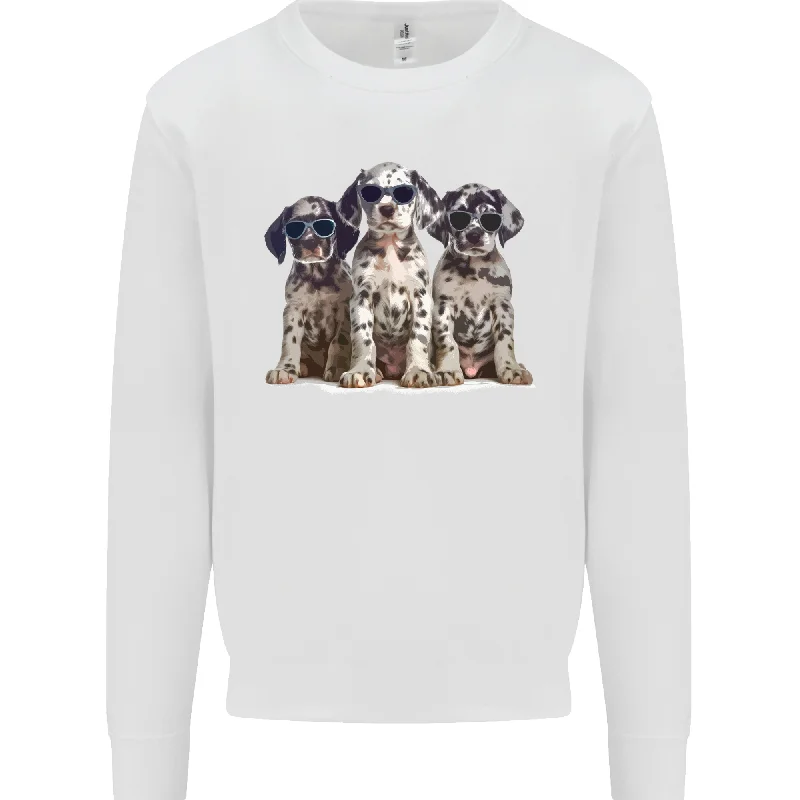 3 Cool Dalmatian Puppies Dogs Mens Sweatshirt Jumper Hoodie with Patch Decorative Personalized