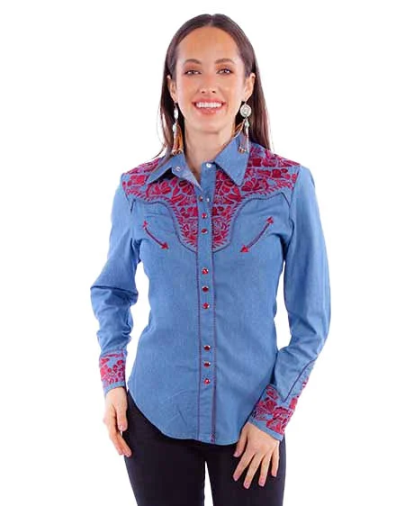 Women's Floral Embroidered Blouse Office-Ready Blouse