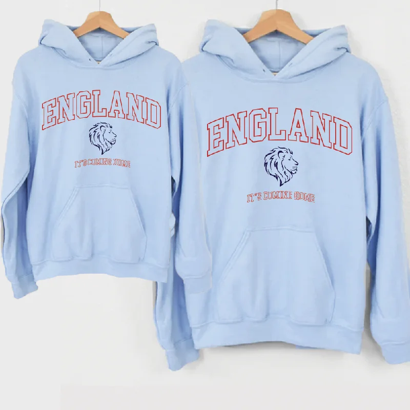 England It's Coming Home Whole Family Matching Sky Blue Hoodies Hoodie with Stripes Bold Sporty