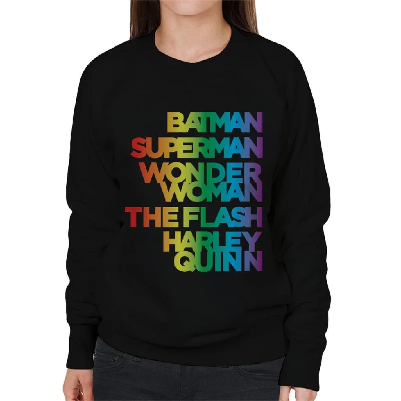 Justice League Characters Rainbow Women's Sweatshirt Hoodie with Ribbed Cuffs Snug Fit Comfort