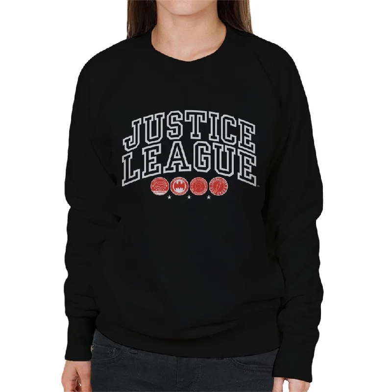 Justice League Character Logos Women's Sweatshirt Hoodie with Hem Ribbing Snug Secure