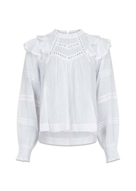 Simkie S Voile Blouse - White Boho Chic Blouse