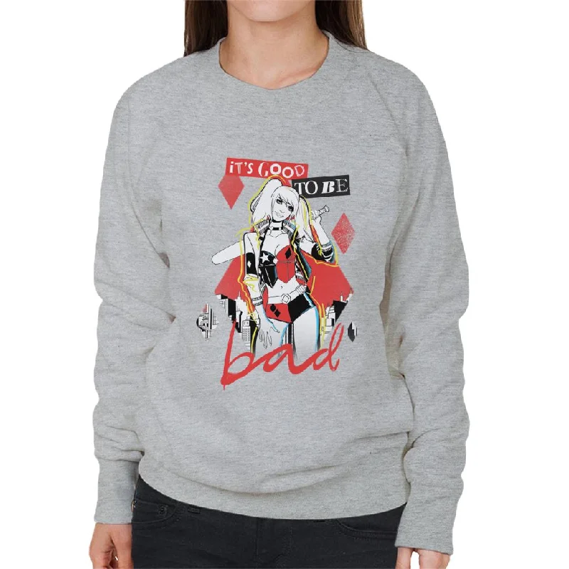 Batman Harley Quinn Its Good To Be Bad Women's Sweatshirt Hoodie with Hem Drawcord Adjustable Customizable