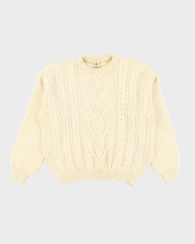 Vintage 80's Heavyweight Pure Wool Cable Chunky Knit Jumper - L Sweater Knitwear Pullover Vintage 80's Heavyweight Pure Wool Cable Chunky Knit Jumper - L Sweater Knitwear Pullover