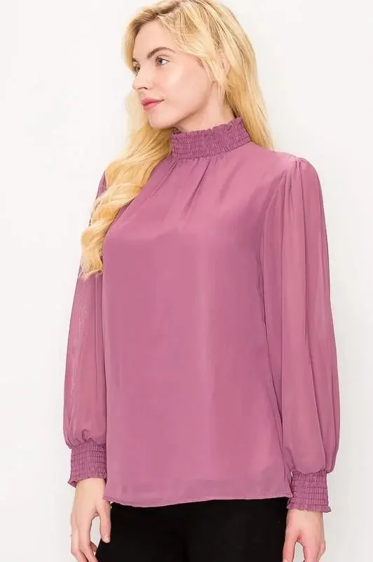 Sloan Puff Sleeve High-Neck Blouse Everyday Stylish Blouse