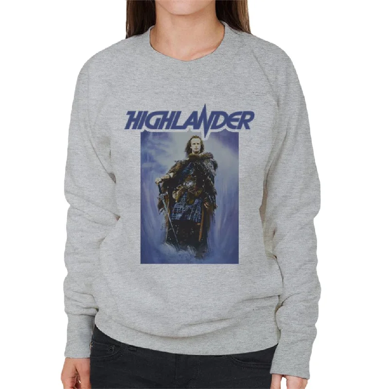 Highlander 1986 Theatrical Poster Women's Sweatshirt Hoodie with Hem Raw Edge Edgy Unfinished