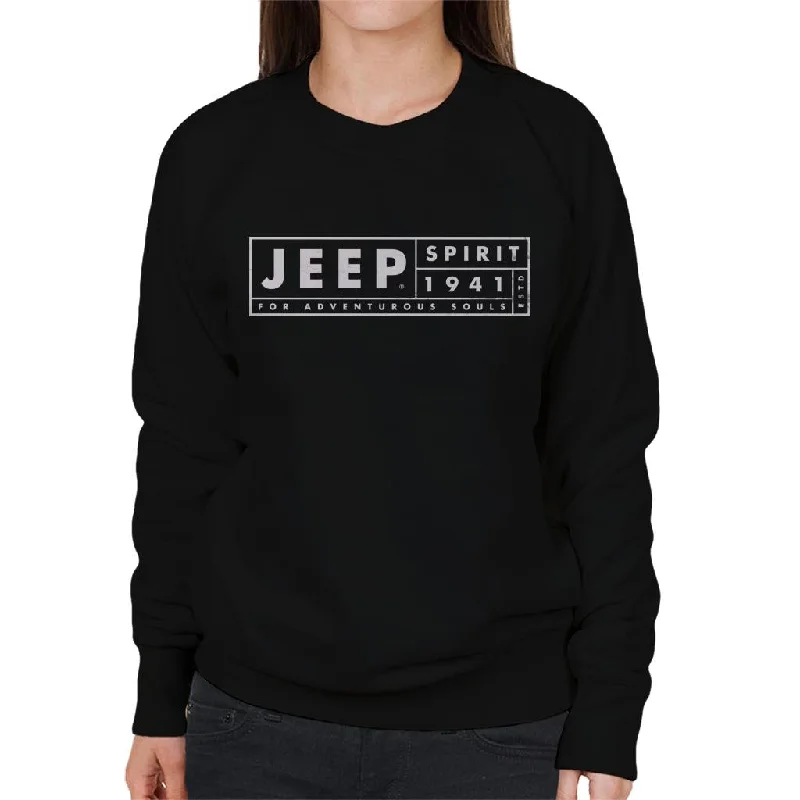 Jeep Spirit 1941 Estd For Adventurous Souls Light Logo Women's Sweatshirt Hoodie with Hem Frayed Vintage Worn