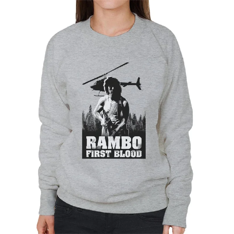 Rambo First Blood Forest Hunt Women's Sweatshirt Hoodie with Full-Zip Functional Layering