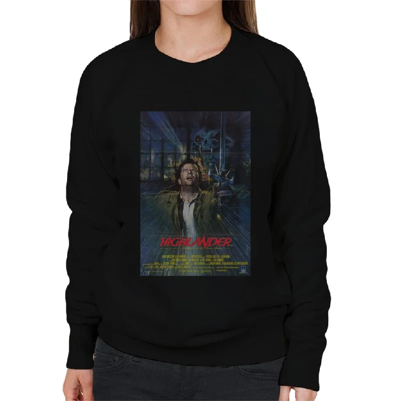 Highlander 1986 Movie Poster Montage Women's Sweatshirt Hoodie with Back Slit Movement Comfort