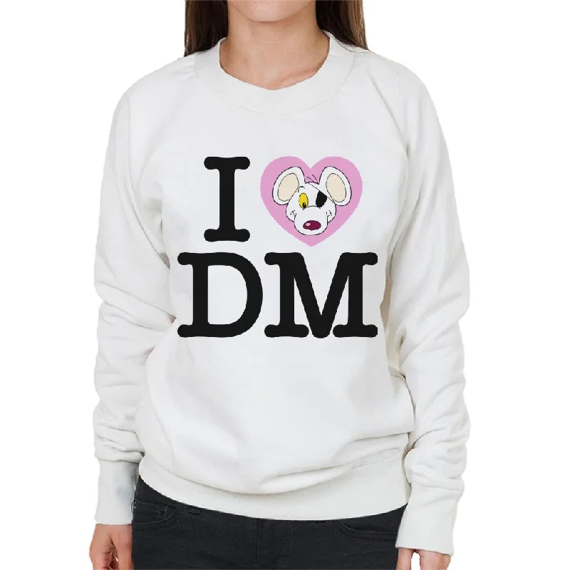 Danger Mouse I Love DM Women's Sweatshirt Hoodie with Bell Sleeves Flared Feminine