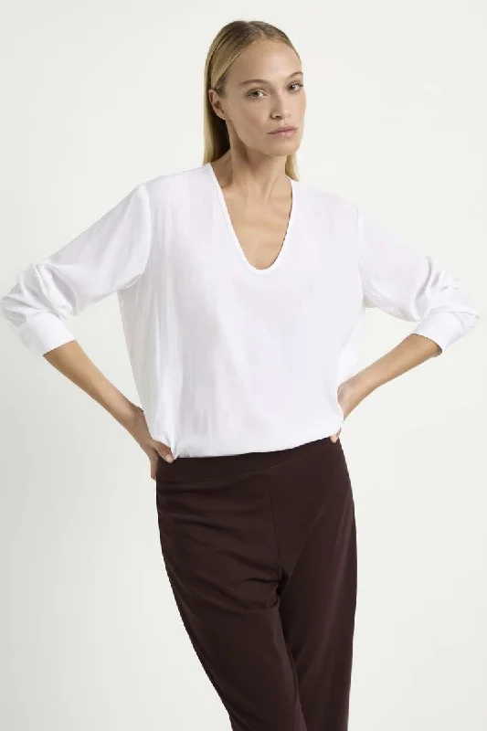 Slide Blouse in White F67 8399 by MELA PURDIE Playful Puff Blouse