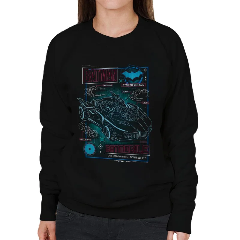 Batman Batmobile Blueprint Women's Sweatshirt Hoodie with Turtle Neck Cozy Winter