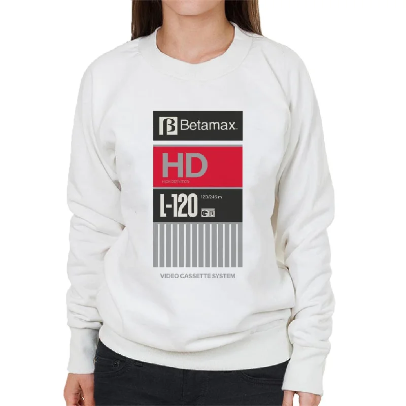 Betamax Black B Logo High Definition L 120 Women's Sweatshirt Hoodie with Cuffed Sleeves Snug Secure