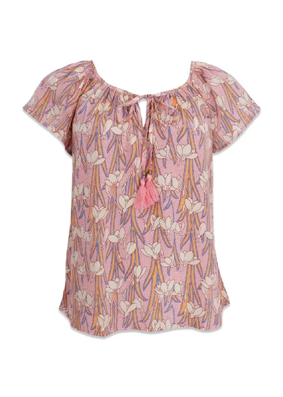 BCLUNA Dana blouse - Columbine Peach Sweetheart Neck Blouse