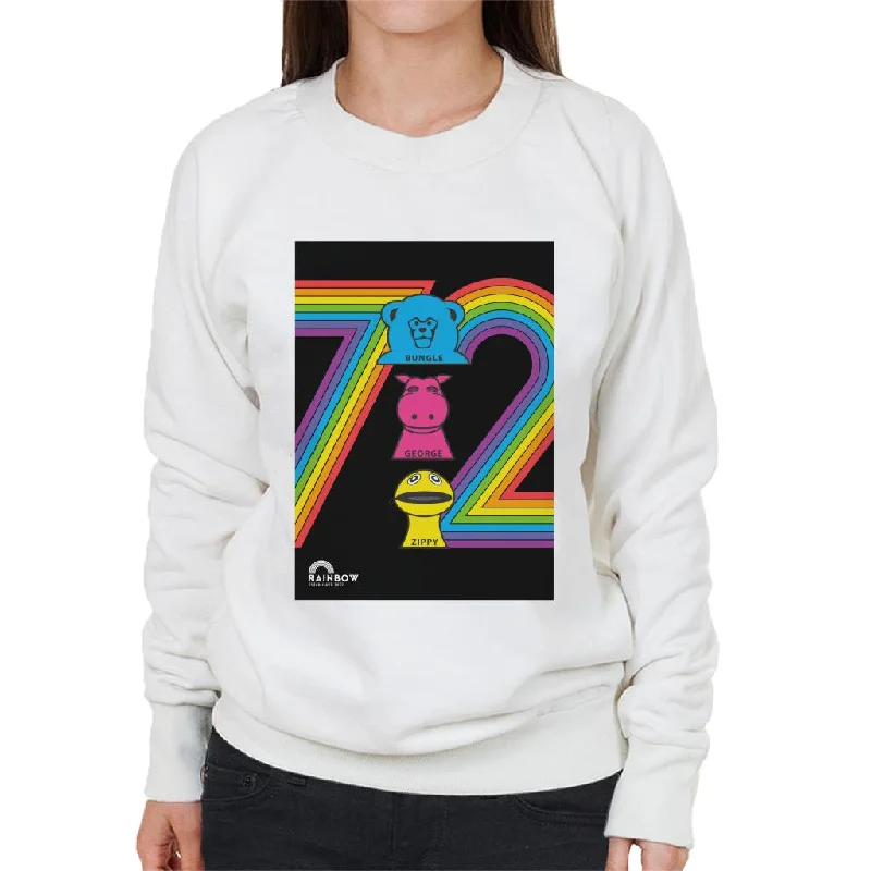 Rainbow 1972 Bungle George And Zippy Women's Sweatshirt Hoodie with Turtle Neck Cozy Winter