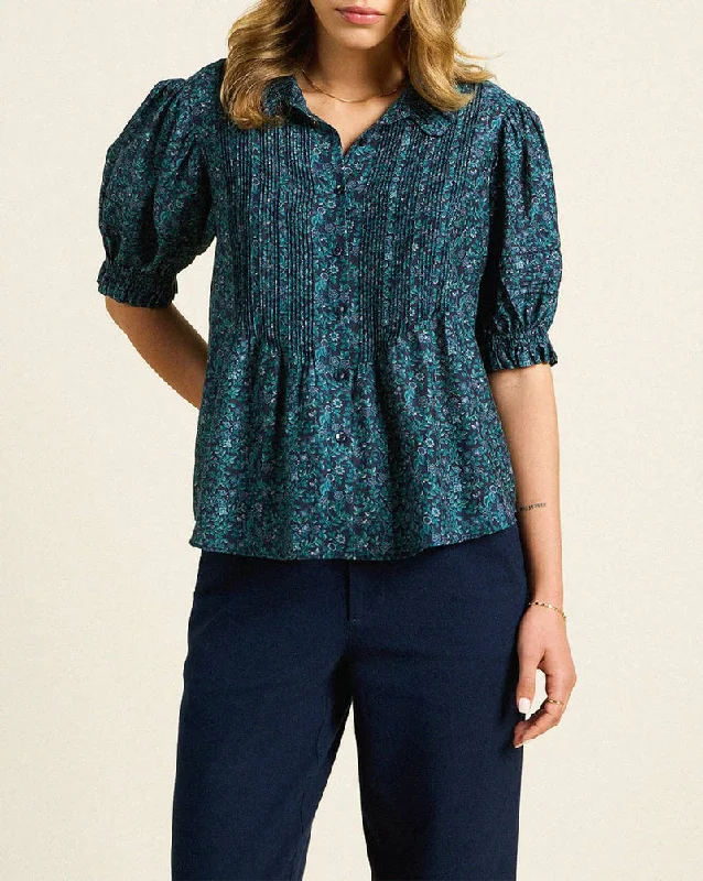 Birds of Paradis by Trovata Jess Blouse in Blue Ridge Ditsy Versatile Layering Blouse