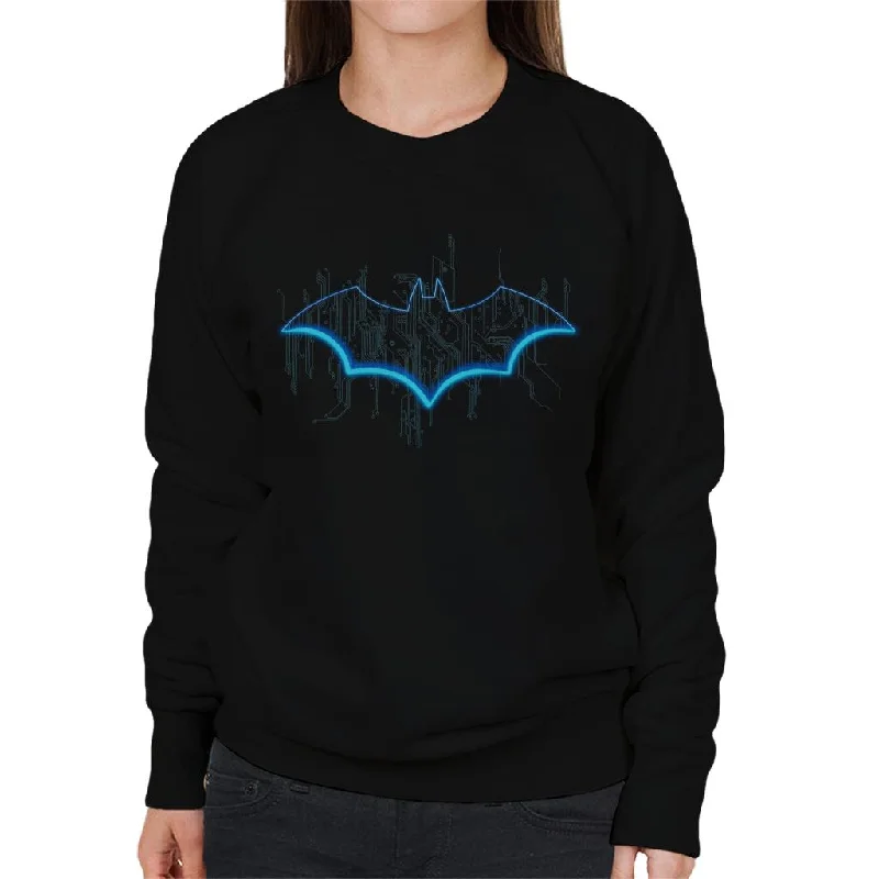 Batman Neon Blue Bat Symbol Women's Sweatshirt Hoodie with Reflective Safety Nightwear