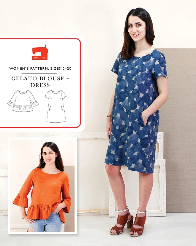 PDF Pattern - Gelato Blouse + Dress | Liesl + Co Silky Draped Blouse