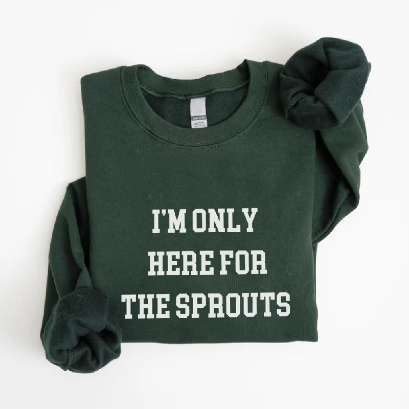 Here For The Sprouts Christmas Sweatshirt Hoodie with Pastel Soft Subtle