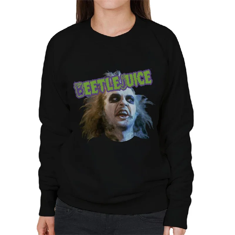 Beetlejuice Halloween Character Head Women's Sweatshirt Hoodie with Embroidery Detailed Premium Beetlejuice Halloween Character Head Women's Sweatshirt Hoodie with Embroidery Detailed Premium