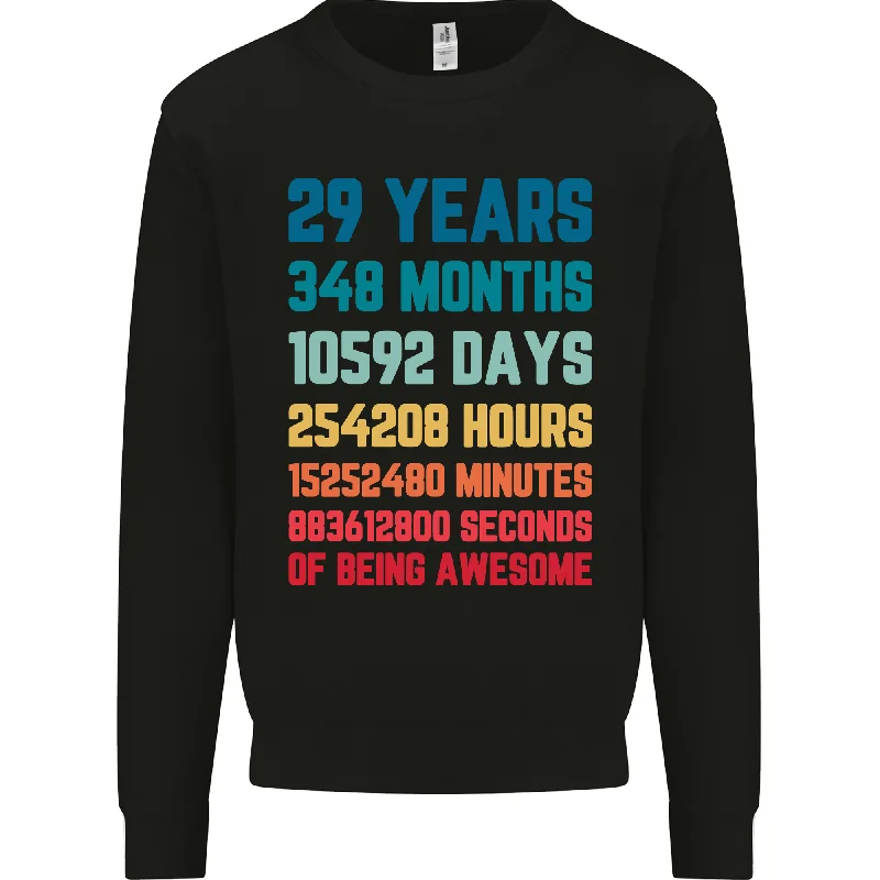 29th Birthday 29 Year Old Mens Sweatshirt Jumper Hoodie with Cuffed Sleeves Snug Secure