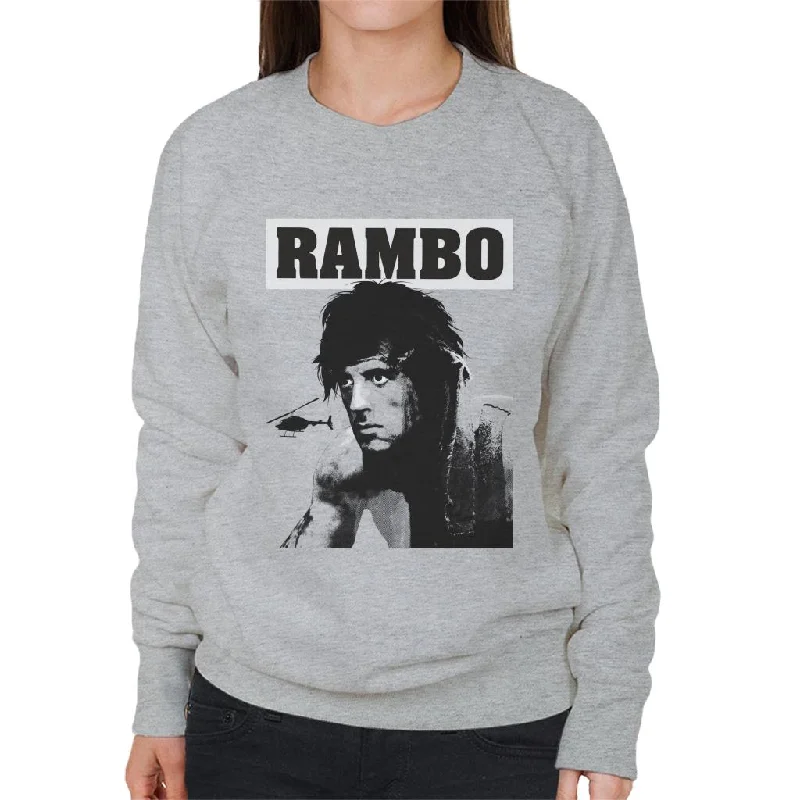 Rambo First Blood Helicopter Poster Women's Sweatshirt Hoodie with Logo Branding Identity