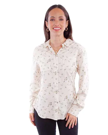 Women's Floral Snap Front Blouse Loose Oversized Blouse