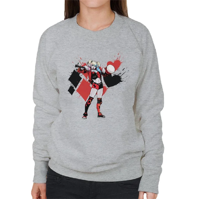 Batman Harley Quinn Splatter Women's Sweatshirt Hoodie with Rhinestones Sparkly Elegant