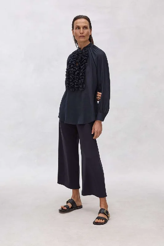 Praline Blouse in True Navy F605 8473 by Mela Purdie Silky Tunic Blouse