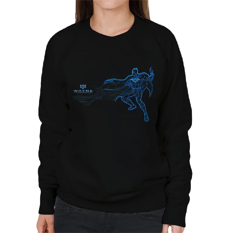 Batman Neon Blue Outline Women's Sweatshirt Hoodie with Color Block Contrast Stylish