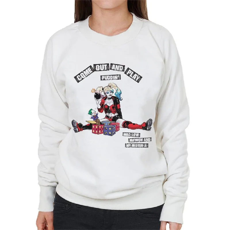 Batman Harley Quinn Come Out And Play Women's Sweatshirt Hoodie with Longline Fit Extended Stylish