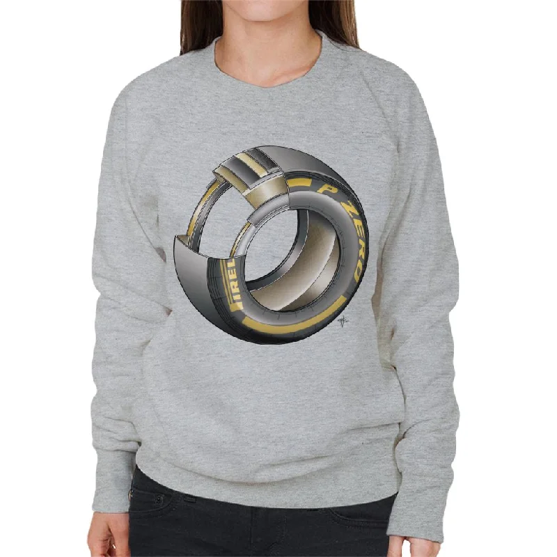 Motorsport Images Tyre Diagram Women's Sweatshirt Hoodie with Hem Elastic Stretchable Comfortable