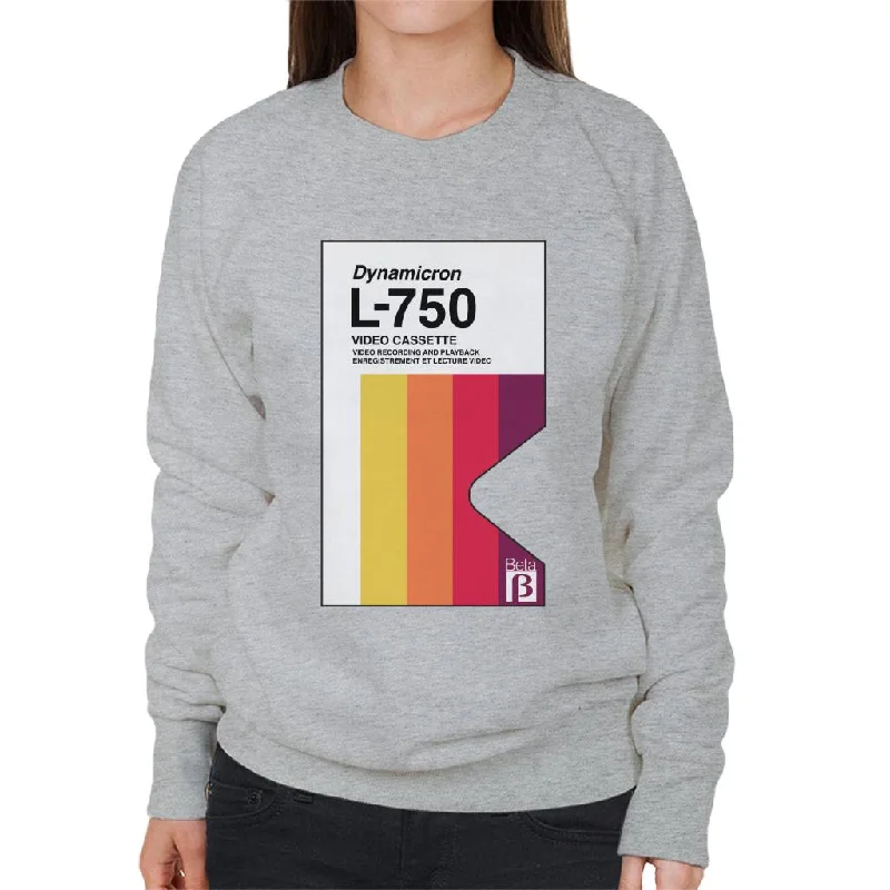 Betamax Dynamicron L 750 Video Cassette Women's Sweatshirt Hoodie with Reflective Safety Nightwear