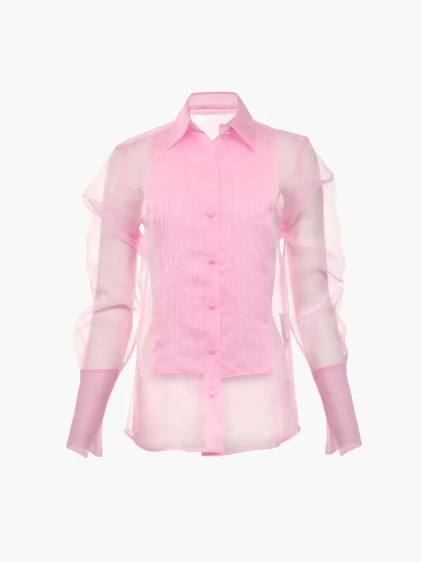 Organza Smoking Pink Blouse Modern Oversized Blouse