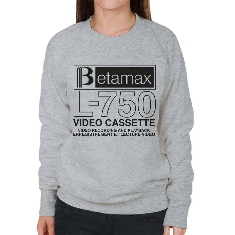 Betamax Black B Logo L 750 Cassette Women's Sweatshirt Hoodie with Slim Fit Tailored Modern