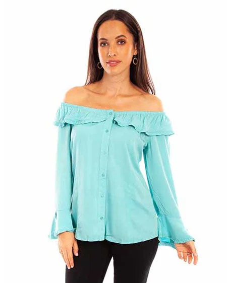 Women's Ruffle Blouse Drape Neck Blouse