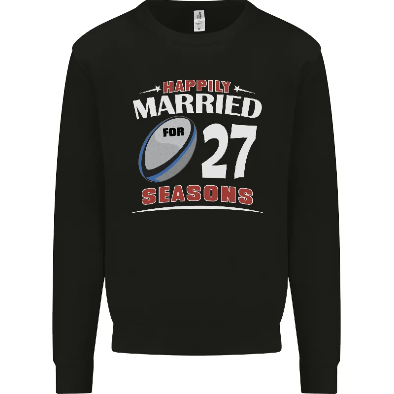 27 Year Wedding Anniversary 27th Rugby Mens Sweatshirt Jumper Hoodie with Sequins Glamorous Eye-catching