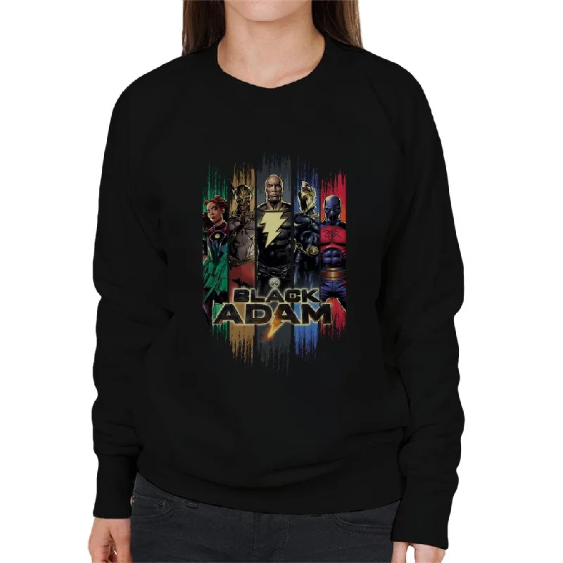 Black Adam And The Justice Society Of America Women's Sweatshirt Hoodie with Button Placket Classic Preppy