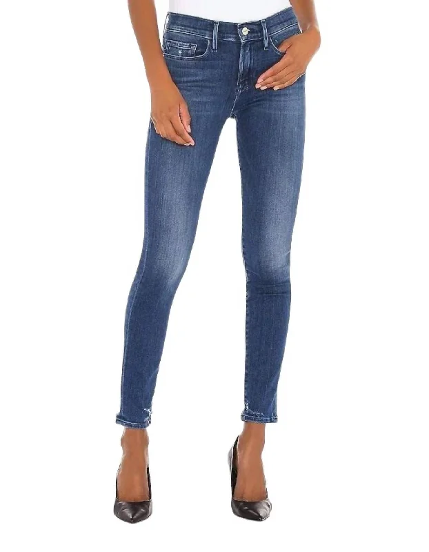 Le Skinny De Jeanne In Edgewater Chew Chic Rolled Cuff Denim Jeans