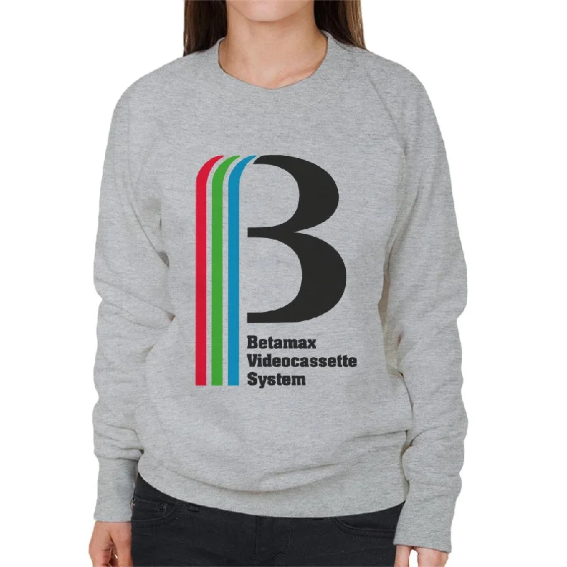 Betamax Videocassette System Women's Sweatshirt Hoodie with Button Placket Classic Preppy