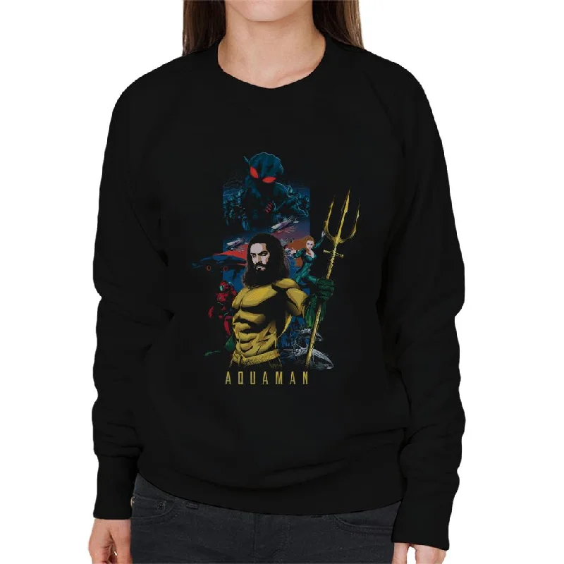 Aquaman Vs Black Manta Women's Sweatshirt Hoodie with Hem Fringe Bohemian Relaxed