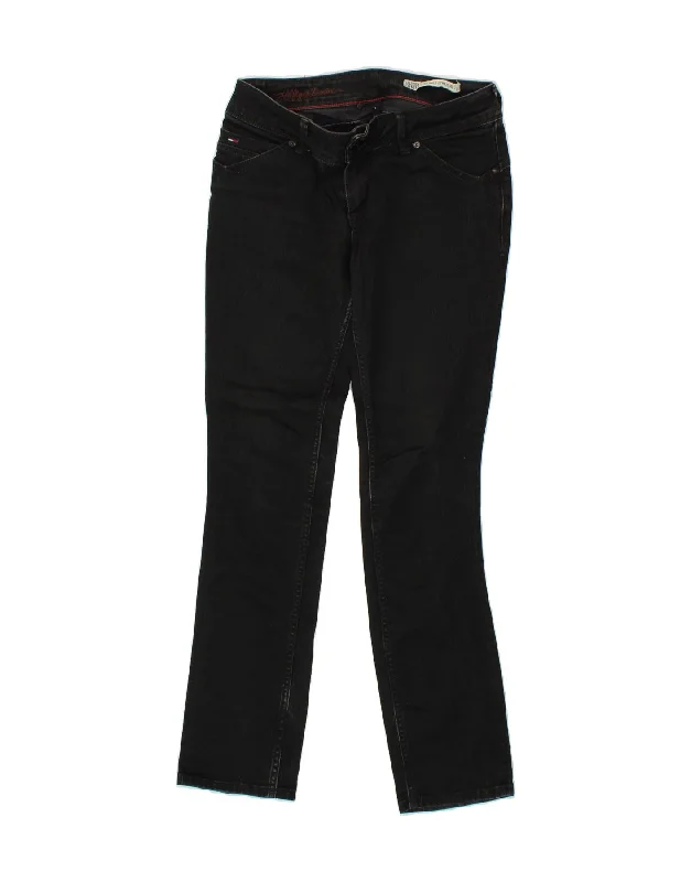 TOMMY HILFIGER Womens Victoria Straight Jeans W30 L32 Black Cotton Trendy Pleated Waist Jeans TOMMY HILFIGER Womens Victoria Straight Jeans W30 L32 Black Cotton Trendy Pleated Waist Jeans