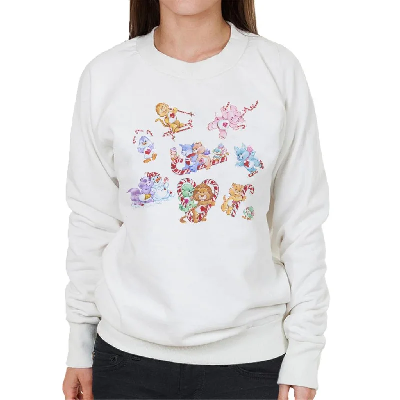 Care Bears Christmas Candy Cane Montage Women's Sweatshirt Hoodie with Hood Adjustable Protection