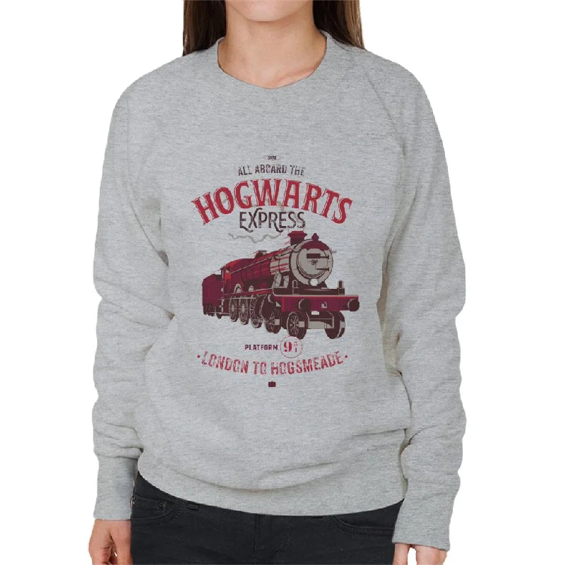 Harry Potter All Aboard The Hogwarts Express London To Hogsmeade Women's Sweatshirt Hoodie with Stripes Bold Sporty