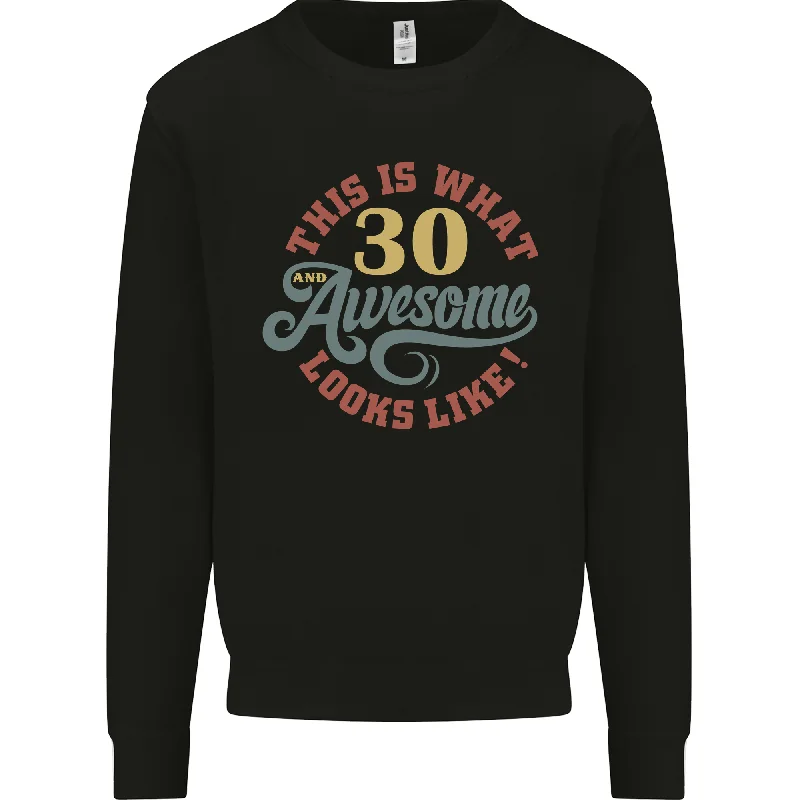 30th Birthday - 30 Year Old Men's Sweatshirt - Awesome Looks - Navy Blue Hoodie with Turtle Neck Cozy Winter