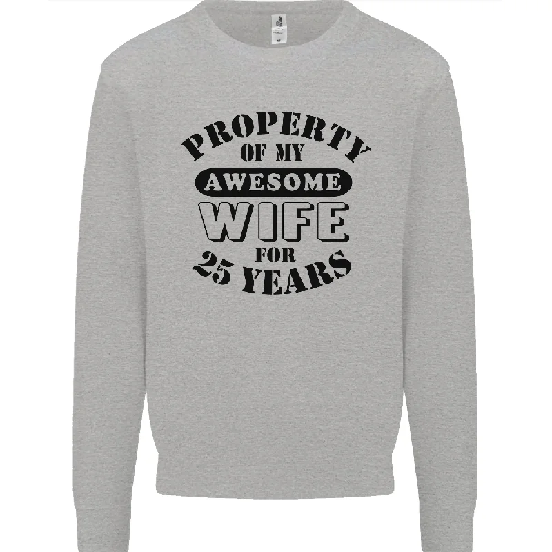 25th Wedding Anniversary 25 Year Funny Wife Mens Sweatshirt Jumper Hoodie with Elastic Waist Stretchable Comfortable