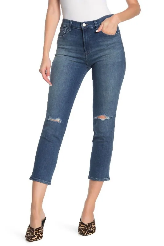 Ruby High Rise Crop Cigarette Jeans In Catch Destruct Casual Wide-Legged Denim Jeans Ruby High Rise Crop Cigarette Jeans In Catch Destruct Casual Wide-Legged Denim Jeans