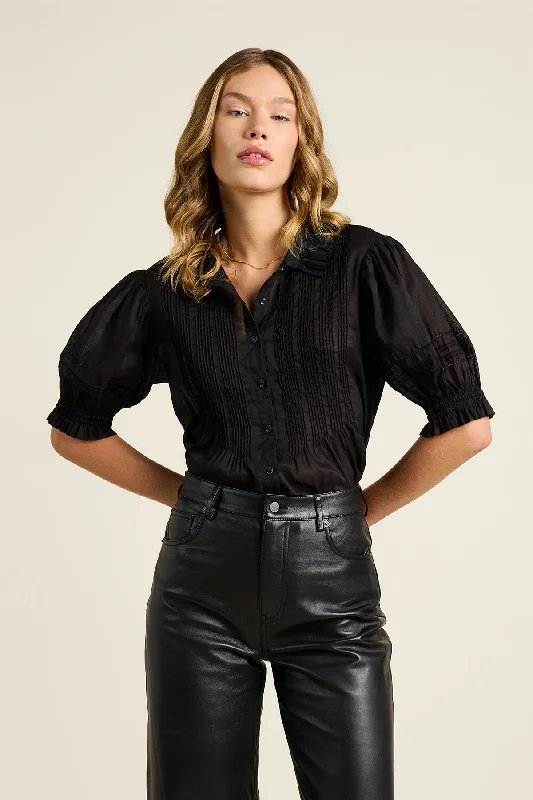 Birds of Paradis by Trovata Jess Blouse in Black Balloon Sleeve Blouse